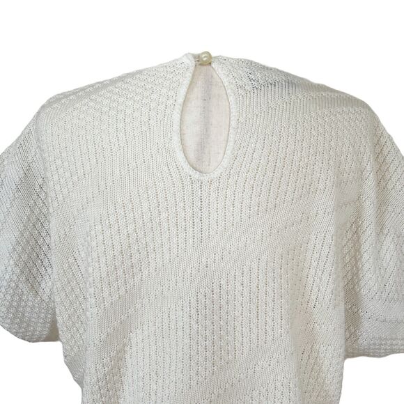 Vintage 1980s Leslie Fay Sweater | Made in USA Textured Knit Batwing Pullover - Picture 4 of 9